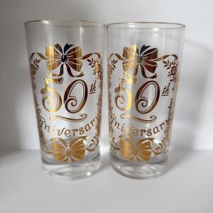 Vintage Lotus Glassware 50th Anniversary Gold Rim Glasses – Set of 2 | MCM
